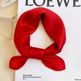 故事人生人生故事丝巾纯色真丝小方巾百搭素色桑蚕丝小领巾休闲小丝巾围巾 红色 53*53cm