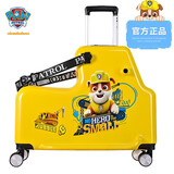 汪汪队立大功（PAW PATROL）儿童行李箱可坐可骑旅行箱男孩拉杆箱女孩宝宝可坐骑小孩登机箱 小砾推土机黄色 20英寸