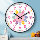 BBA 挂钟儿童房早教客厅家用卡通钟表卧室教室创意时钟黑色30cm