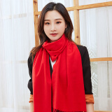 欧妮姿红围巾中国红年会开业庆典聚会活动结婚用品纯色双面绒围巾