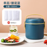 芮家德 自热饭盒不插电发热包专用加热包蒸煮免火免电上班族宿舍户外野营钓鱼热饭自嗨锅自热米饭双层便当盒 搪瓷蓝/单层【配3包80g发热包】