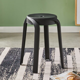 迈亚家具简易叠放高凳子塑料椅子北欧加厚塑料圆凳子家用客厅板凳网红胶凳 黑色 L.G.F加强版