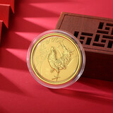 红色年轮贺岁金条金钞 十二生肖蛇黄金小金币 生肖蛇年纪念币新年红包礼物 【生肖鸡】金重：0.2g