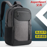 艾奔（ASPENSPORT）新款背包男时尚双肩包轻便男女旅行包休闲电脑包学生书包 黑/深灰_标准版