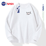 NASA GISS卫衣男春秋美式重磅长袖T恤学生复古圆领上衣男装 白色 XL