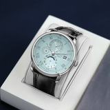 罗宾尼（LOBINNI）品牌联名款德国认证手表男士全自动机械表品牌世界瑞士风十大名表 旗舰版【银针冰蓝面】黑皮带