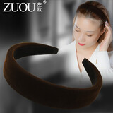 左欧宽边黑色洗脸发卡发箍女成人韩版网红复古气质头箍日常佩戴女发饰 深棕色