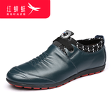 红蜻蜓男鞋新款真牛皮英伦商务休闲单皮鞋圆头舒适爸爸鞋 绿色系带 41 偏大一码