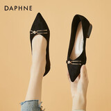 DAPHNE达芙妮单鞋女低跟船鞋新款学生尖头百搭一脚蹬工作宴会鞋 黑色 跟高3cm 34 (220mm)