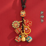 吞金兽一家四口汽车钥匙扣挂件男古法三口之家包挂饰女 钥匙扣-财神爷-吞金兽一家3口款