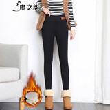 魔之韵特厚打底裤女裤冬季外穿加绒裤加厚高腰保暖棉裤女士弹力小脚911 加绒 6948黑色【无口袋】 3XL(140-155斤左右)