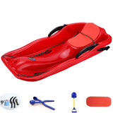 梦必真加厚滑雪板滑草板滑沙板带刹车双人成人儿童雪橇车雪爬犁滑雪车冬季滑雪用具春季旅游产品 红色带赠品