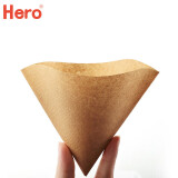 Hero咖啡滤纸 滴漏式手冲咖啡过滤纸V型滤杯用滤纸1-2人份小号 原木色