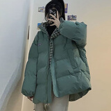 妃莉杋（FeiLiFan）羽绒棉服女2025新款冬季韩版宽松小个子加厚面包服学生棉衣棉袄女 绿色 S 建议80-100斤