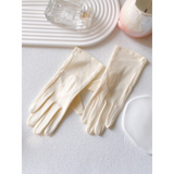 梵莎卡勒防晒手套女薄款骑车开车夏天棉布分指春秋触屏骑行夏季 防晒光板米色 均码