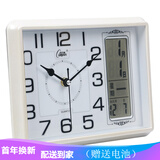 康巴丝座钟客厅挂钟简约台钟石英钟表时尚万年历时钟现代日历温度床头 2991白色