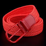 咖咪龙2023本命年红腰带 男女红色编织帆布皮带 百搭牛仔裤无孔弹力裤带 红色好带身 120cm