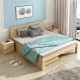 欧宝美实木单人床双人床公寓床实木床1.5米宽带侧抽