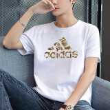 阿迪达斯 （adidas）t恤男士 2024夏季新款运动服休闲圆领半袖健身篮球衣透气短袖男 HG2179-白色纯棉/金色大徽标 L/180/100A