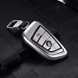 迪加伦 适用于宝马汽车钥匙包 新宝马5系7系 X5 X6 X1 2系 3系 x3钥匙壳套钥匙扣 B款-月光银(刀锋款) 宝马专用钥匙包 改装