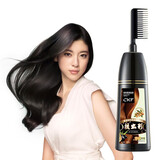 CKF一梳出彩色染发膏植物不刺激染发剂遮白发染发梳男女染梳护焗彩油 棕黑【植物调理型】