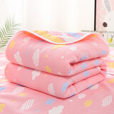 速倍尔（SOEWBBER） 速倍尔婴儿纯棉抱被六层纱布透气四季盖毯毛巾宝宝吸水洗澡浴巾 【纯棉纱布】彩云粉 110*110cm