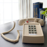 比特（bittle）HA25T老式仿古电话机时尚创意复古装饰美式机械铃声座机有线座机固话复古老式欧式家用 米黄带灯