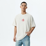 CHINISM CH纯棉短袖男夏季T恤半袖时尚宽松潮流休闲圆领情侣上衣 复古红 M