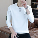 悦景圣长袖t恤男潮牌潮流春秋款卫衣男圆领体恤夏季打底衫青少年上衣服 白色 常规 170/L（105-120斤）