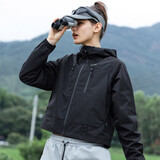 PSO Brand三防机能冲锋衣男夹克外套户外防风防水短款女登山服上衣 女款短款琥珀黑 AmberBlack S