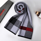 宸劲佰羊毛围巾男中青年秋冬季格子羊毛围脖加厚保暖学生男生礼盒编针织