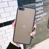 名樱 苹果8Plus手机壳iPhoneSE2保护套透明磨砂6SP撞色硅胶7P全包防摔ip6s网红男女 苹果6P/6SPlus【宝石蓝】+钢化膜