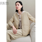 菲妮迪（FINITY）品牌短外套春秋季新款简约卡其色短款通勤气质夹克上衣 卡其色 S