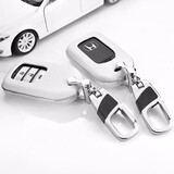 迪加伦 真皮本田钥匙包 21款 十代雅阁思域新CRV思铂睿XRV缤智钥匙套 男士汽车钥匙扣 珍珠白(钥匙壳+钥匙扣) 本田专车专用智能钥匙