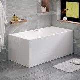 艾吉诺 独立式家用浴缸 小户型保温欧式方形薄边浴缸 成人情侣浴缸ins风 白色独立式空缸 约1.2x0.7x0.58米单靠