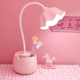 倩语（QIANYU） 台灯学习少女心学生宿舍可充电插电可爱笔筒卧室喂奶夜灯 可爱笔筒 粉色花朵