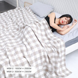 洁丽雅（grace）毛巾被纯棉单人双人纱布盖毯午睡毯子毛毯空调被学生夏凉被新疆棉 小格子-浅灰 200*230cm【一等品】100%纯棉