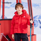 Converse匡威儿童男童连帽羽绒服秋冬新品保暖外套女童短款加厚红色面包服 学院红 120 /60 【建议身高110-116cm】