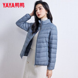 鸭鸭（YAYA）轻薄羽绒服女短款2024年秋冬季新款立领内搭鸭绒轻便薄款外套上衣 雾霾蓝 L