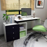 木以成居 转角书桌书柜组合 简约现代办公桌家用电脑桌台式写字桌