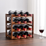 森之蕴酒架格子红酒架摆件葡萄酒架红酒格小型实木酒架展示架家用 四层12瓶酒架