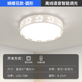 凡甄 led吸顶灯圆形卧室灯客厅灯创意书房儿童房温馨简约灯饰灯具套餐 蝴蝶花47CM离线语音调光