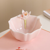 一念方圆纯手工捏花女主人杯品茗杯办公粉色功夫茶具单杯陶瓷喝茶杯家用 手捏莲花杯（粉）