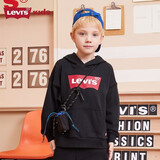Levi's 李维斯童装男女童连帽经典蝙蝠标卫衣春秋纯棉儿童舒适针织上衣 正黑色 150 /72 【建议身高140-152cm】