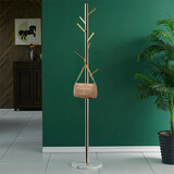 法兰思佳（FALANSIJIA） 衣服架子卧室挂衣架落地衣帽架金属衣服架落地不锈钢北欧现代 香槟金色+白色大理石