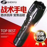 SHENYUSHENYU 强光手电筒 可充电式家用户外LED远射电池防水便携照明 两电一充18650电池 尊享套装