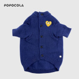 POPOCOLA宠物毛衣狗狗衣服秋冬季保暖过冬天小猫咪专用防掉毛德文英短宠物 爱心纯色毛衣【深蓝】 S【适合3-5斤】