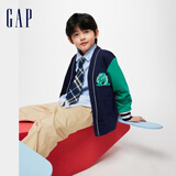 盖璞男童春季LOGO撞色拼接V领针织开衫儿童装890409 海军蓝 120 cm(XS) 亚洲尺码