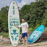 共途sup划桨板充气桨板成人站立式拉丝料冲浪板水上滑划水浆板船浮板 320*83*15cm 面具绿【9件套】