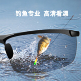 美泰龙偏光变色太阳镜男款钓鱼眼镜专用看水底墨镜汽车司机开车户外运动 黑色框偏光变色片